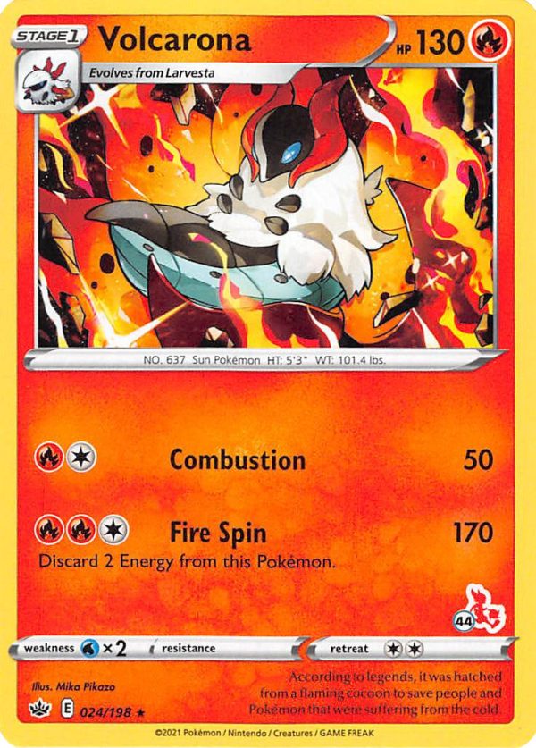 Volcarona (24 198) (Cinderace Stamp #44) [Battle Academy 2022] Fashion