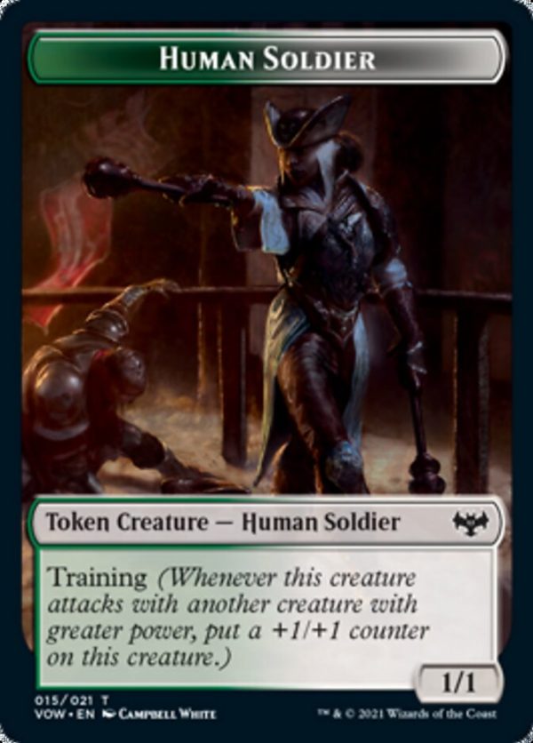 Zombie (008)    Human Soldier Double-Sided Token [Innistrad: Crimson Vow Tokens] Supply