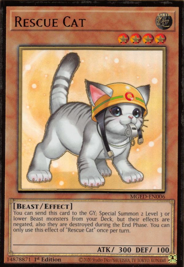 Rescue Cat (Alternate Art) [MGED-EN006] Gold Rare Hot on Sale