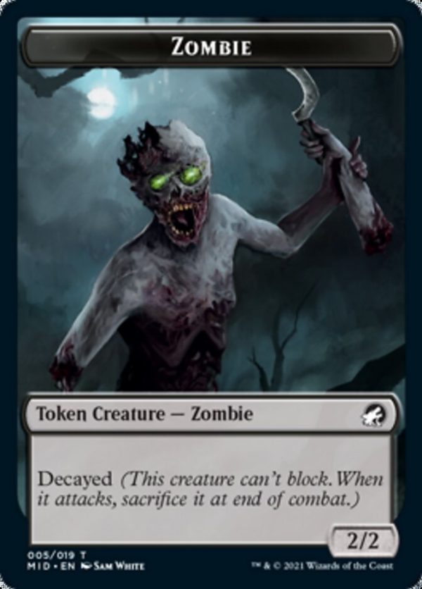 Zombie (005)    Wrenn and Seven Emblem Double-Sided Token [Innistrad: Midnight Hunt Tokens] For Sale