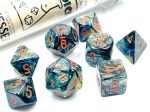 7 Heavy Dice Set - Lab Dice - Alpestris Lustrous Dice with Orange Numbers - CHX30049 Cheap