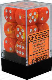 12 Vortex Solar w  White 16mm D6 Dice Block - CHX27623 Supply