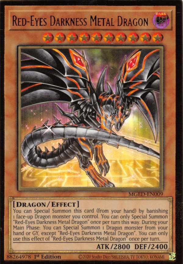 Red-Eyes Darkness Metal Dragon (Alternate Art) [MGED-EN009] Gold Rare Hot on Sale